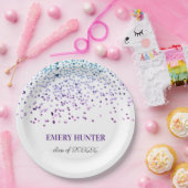 Scatter Glitzer Blau und Lila Pappteller (Party)
