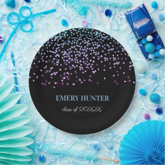 Scatter Glitzer Blau und Lila Pappteller (Party)