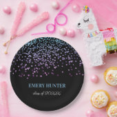 Scatter Glitzer Blau und Lila Pappteller (Party)