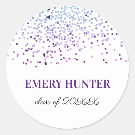 Scatter Glitzer Blau und Lila Runder Aufkleber (Vorderseite)