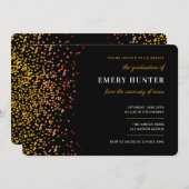 Scatter Glitzer Gold und Orange Abschluss Einladung (Vorne/Hinten)