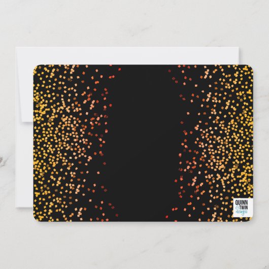 Scatter Glitzer Gold und Orange Abschluss Einladung (Rückseite)