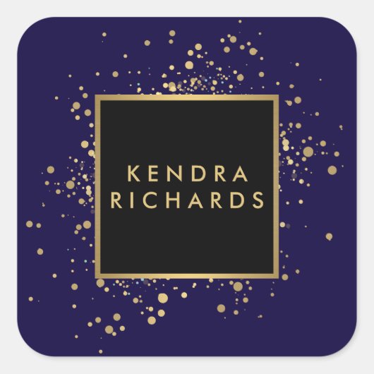 Scatter Imitate Gold Confetti auf Modern Blue Quadratischer Aufkleber (Vorderseite)