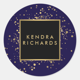 Scatter Imitate Gold Confetti auf Modern Blue Quadratischer Aufkleber