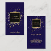 Scatter Imitate Gold Confetti auf Modern Blue Visitenkarte (Vorne/Hinten)