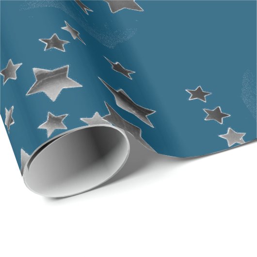 Scatter Stars on Blue Geschenkpapier (Rolleneckpunkt)