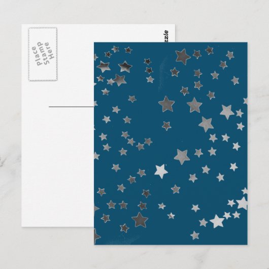 Scatter Stars on Blue Postkarte (Vorne/Hinten)