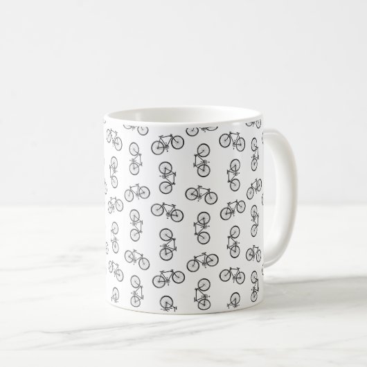 Scattered Bicycle Print Muster CUSTOM BG FARBE Kaffeetasse (VorderseiteRechts)