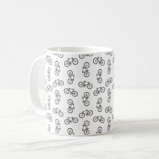 Scattered Bicycle Print Muster CUSTOM BG FARBE Kaffeetasse (Vorderseite Links)