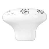 Scattered Bicycle Print Muster CUSTOM BG FARBE Keramikknauf (Seitenansicht)