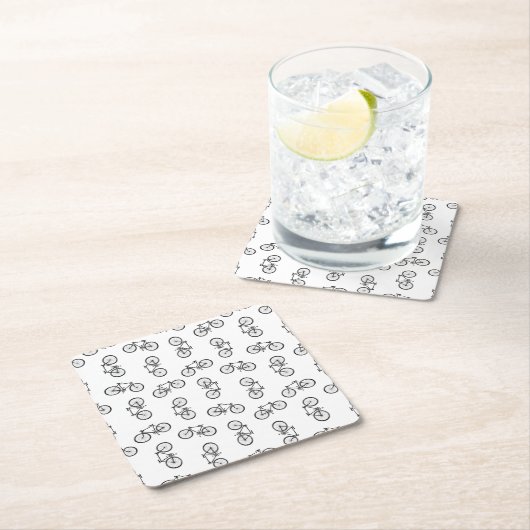 Scattered Bicycle Print Muster CUSTOM BG FARBE Rechteckiger Pappuntersetzer (Vor Ort)