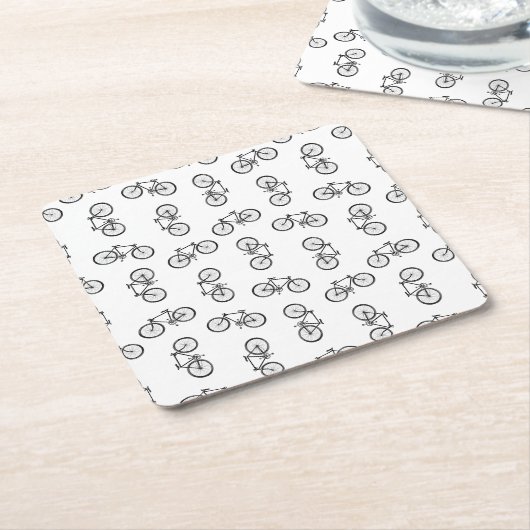 Scattered Bicycle Print Muster CUSTOM BG FARBE Rechteckiger Pappuntersetzer (angewinkelt)