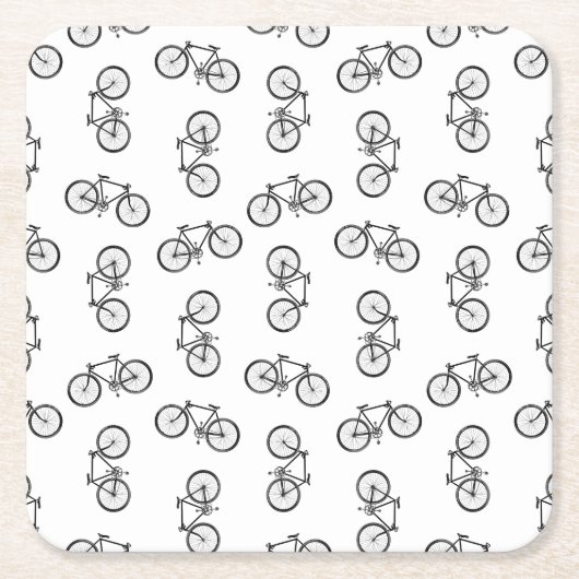 Scattered Bicycle Print Muster CUSTOM BG FARBE Rechteckiger Pappuntersetzer (Vorderseite)