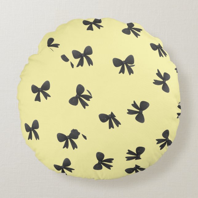 Scattered Bow Pattern Round Throw Pillow  Rundes Kissen (Vorderseite)