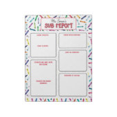 Scattered Crayons Substitute Teacher Report Note Notizblock (Rotiert)