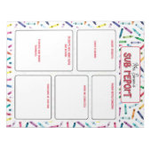 Scattered Crayons Substitute Teacher Report Note Notizblock (Vorderseite)