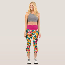 Scattered Floral Love Capri Leggings