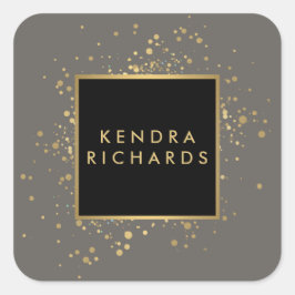 Scattered Imitate Gold Confetti auf Modern Grau Quadratischer Aufkleber