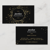 Scattered Imitate Gold Confetti Circle auf Black Visitenkarte (Vorne/Hinten)
