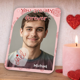 Scattered Red Hearts Valentine Card Magnet