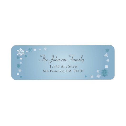 Scattered Snowflakes Holiday Address Labels (blau) (Vorne)