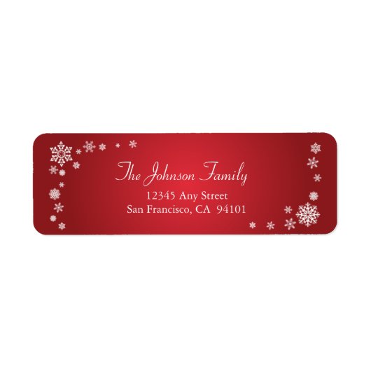 Scattered Snowflakes Holiday Address Labels (rot) (Vorne)