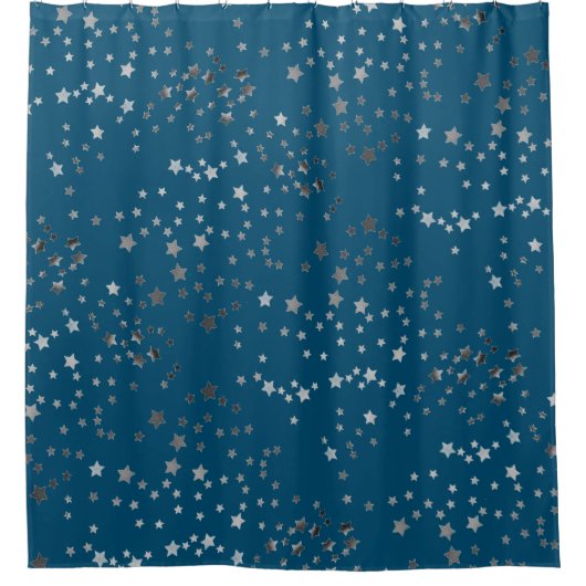 Scattered Stars on Blue Duschvorhang (Vorderseite)