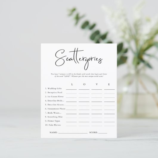 Scattergories | Brautparty Game (Stehend Vorderseite)