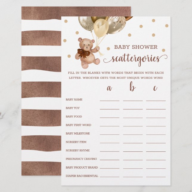 Scattergories Game Baby Shooter Teddy Bear (Vorne/Hinten)