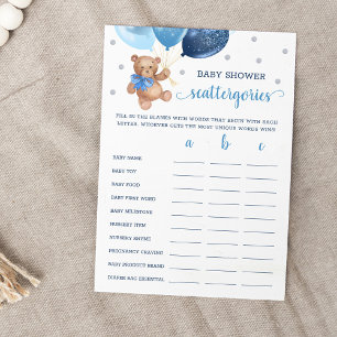 Scattergories Game Baby Shooter Teddy Bear Card Einladung