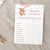 Scattergories Game Baby Shooter Teddy Bear Card Einladung