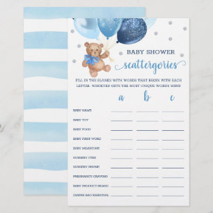 Scattergories Spiel Baby Shower Teddybär