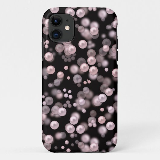 Scatterings von rosa und weißen Perlen auf schwarz Case-Mate iPhone Hülle (Rückseite)
