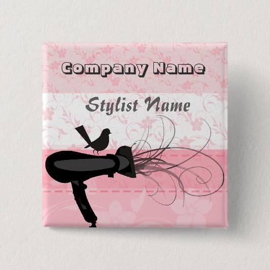 Scatterred Blumen-Salon-Haar-Stylist-Spottdrossel Button (Vorderseite)