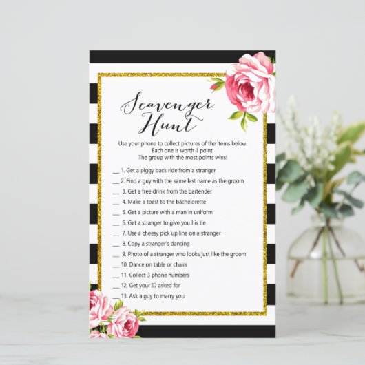 Scavenger Hunt - Brautparty Game (Stehend Vorderseite)