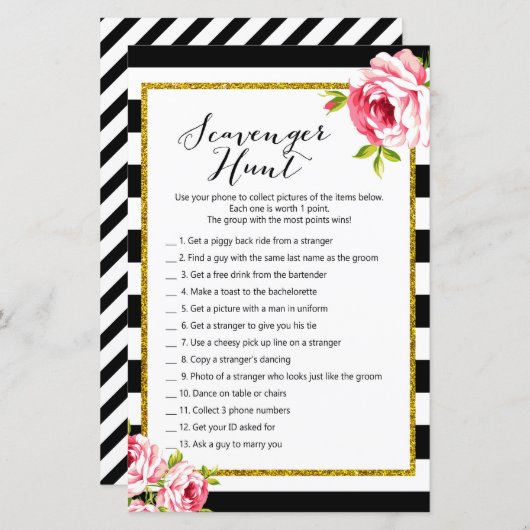 Scavenger Hunt - Brautparty Game (Vorne/Hinten)