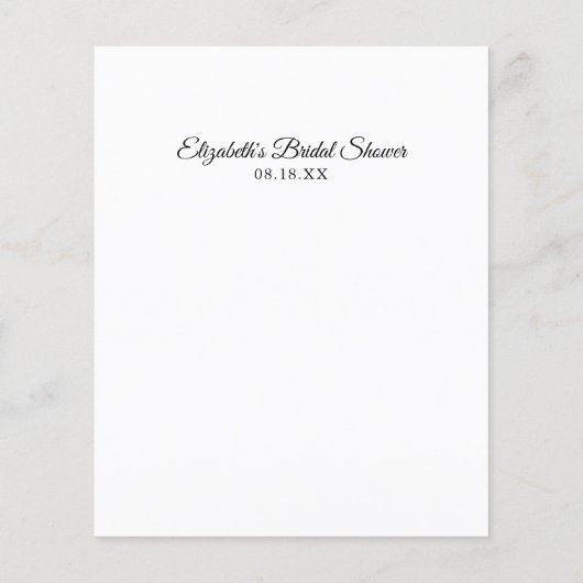 Scavenger Hunt | Brautparty Game (Rückseite)