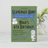 Scavenger Hunt Geburtstagsparty Einladung Blue (Stehend Vorderseite)