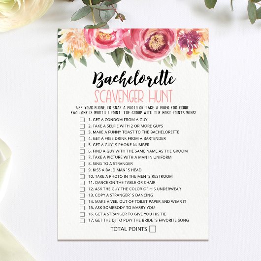 Scavenger Hunt Hen Party Editable Game Card Einladung