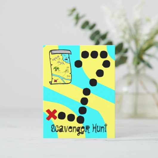 Scavenger Hunt Map Party Einladungen (Stehend Vorderseite)