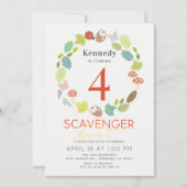 Scavenger Hunt Naturlehrpfad Roter Geburtstag Einladung (Vorderseite)