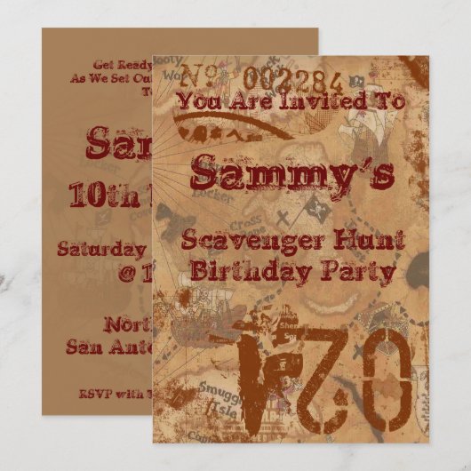 Scavenger Jagd Birthday Einladung (Vorne/Hinten)