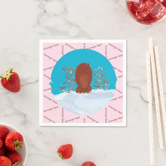 Scavenger jagen lustiges Eichhörnchen graben auf p Serviette (Beispiel)