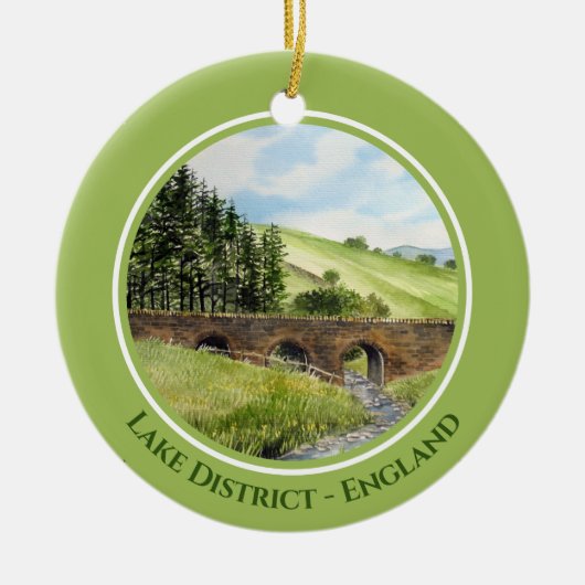Scawgill Bridge over River Aiken Lake District Ver Keramik Ornament (Vorne)
