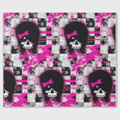 Scene Girl Skull Wrapping Paper Geschenkpapier (Flach)