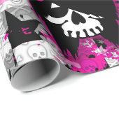 Scene Girl Skull Wrapping Paper Geschenkpapier (Rolleneckpunkt)
