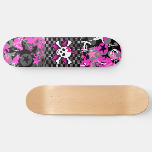 Scene Kid Girly Skull Skateboard Deck (Horizontal)