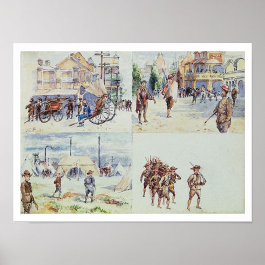 Scenes Four from the Boer War, from a sketchbook, Poster (Vorne)