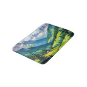 Scenic Alpine Landscape – Lush Valley and Snow Badematte (Schrägansicht)