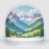 Scenic Alpine Landscape – Lush Valley and Snow Schneekugeln (Vorderseite)